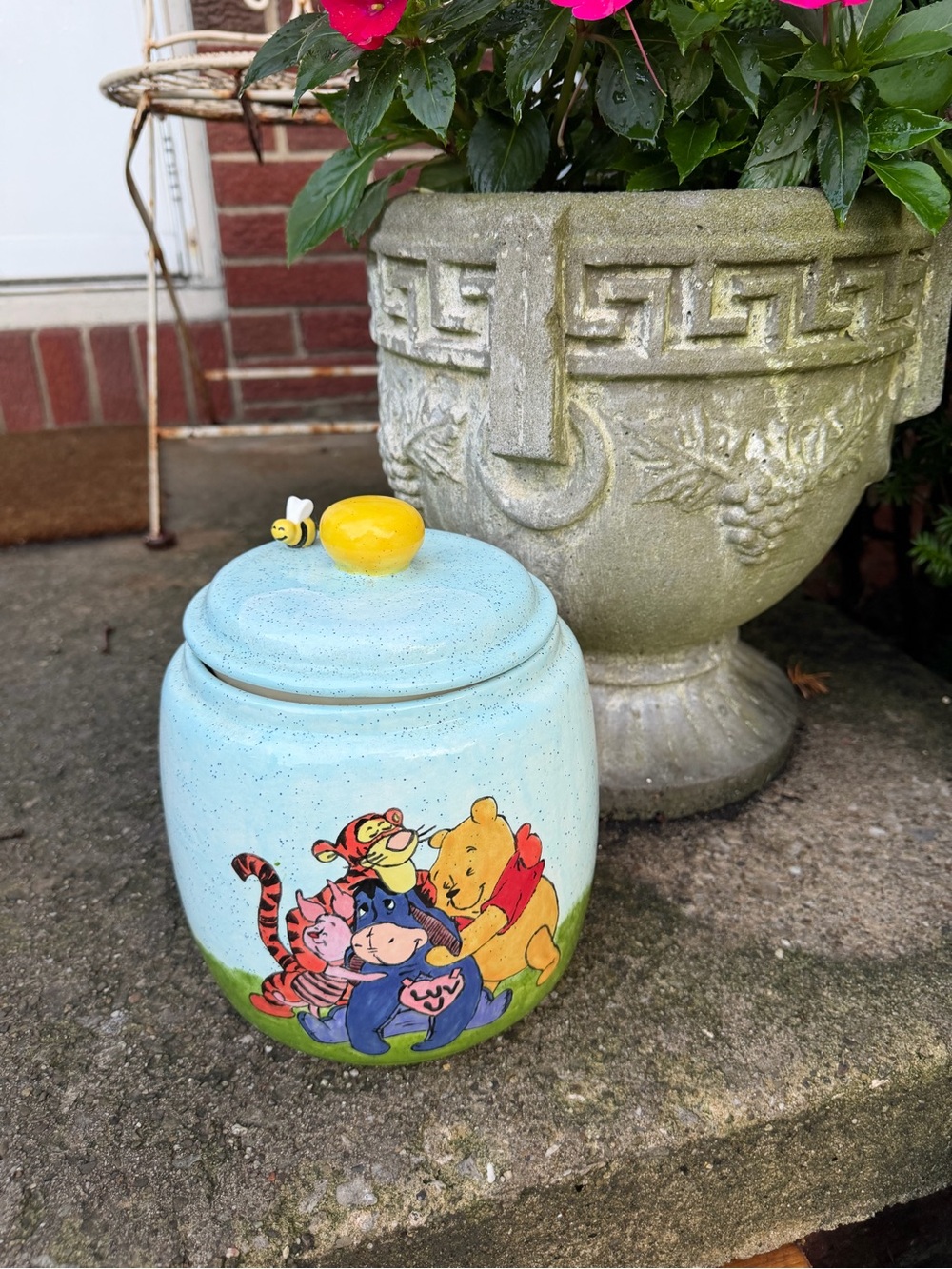 Vintage ceramic Winnie the Pooh & Friends cookie jar, 2008